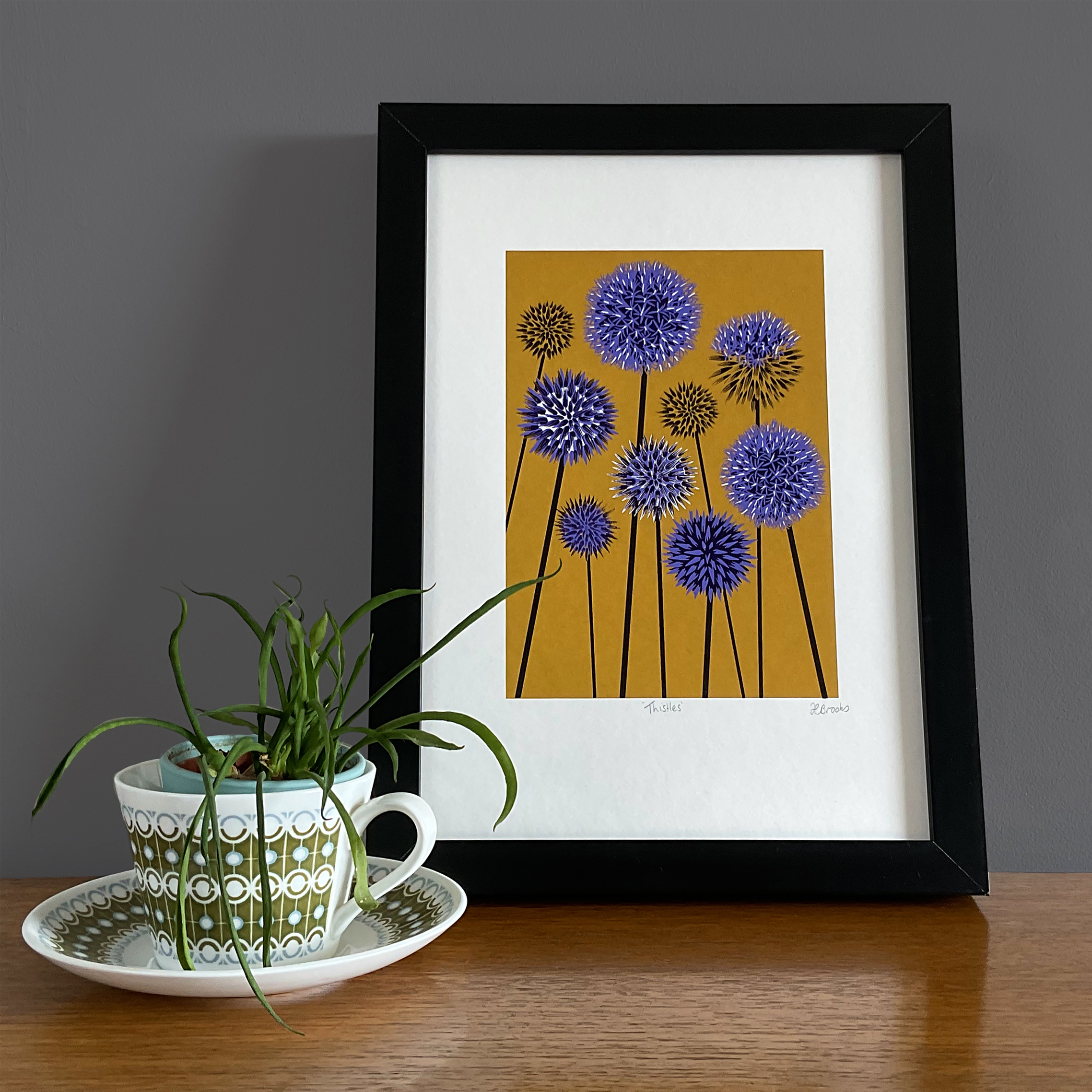 Mustard thistles interior